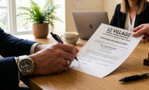 Signature d'une attestation de domiciliation au Village Socrate, Le Havre
