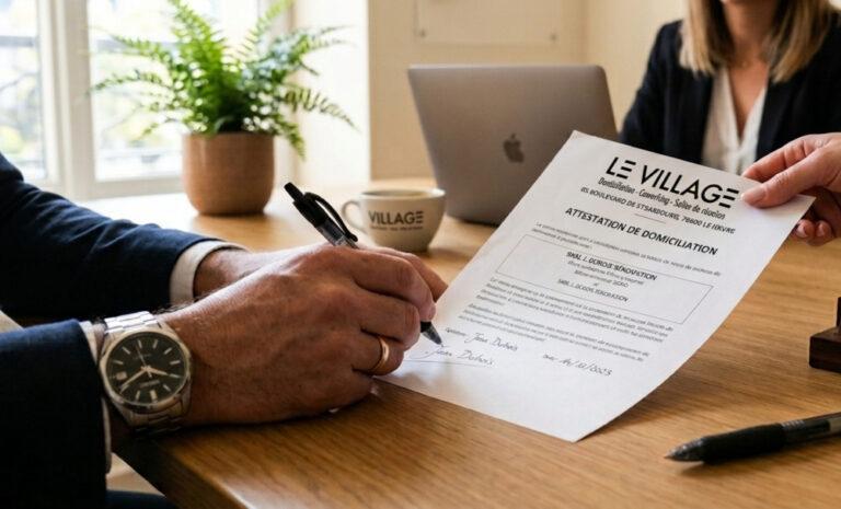 Signature d'une attestation de domiciliation au Village Socrate, Le Havre